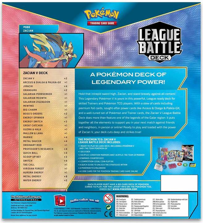 Image du produit Pokémon League Battle Deck Zacian V (Anglais, Pont)