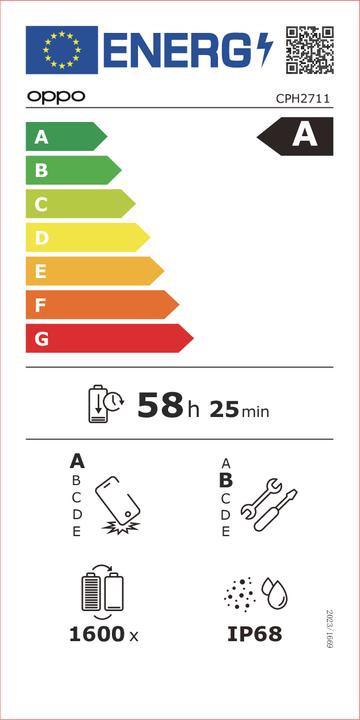 Label énergétique OPPO A5 Pro (256 Go, Brown, 6.67", Double SIM, 50 Mpx, 4G)