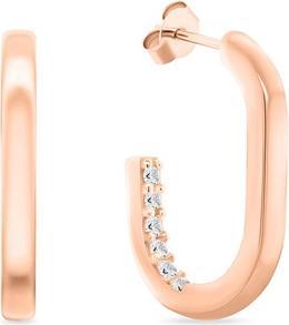 Brilio Silver - Elegant bronze oval earrings with zircons EA992R