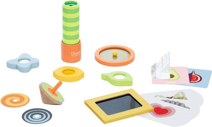 Actual product image Classic World Optical Experiments wooden play set, 16 pieces.
