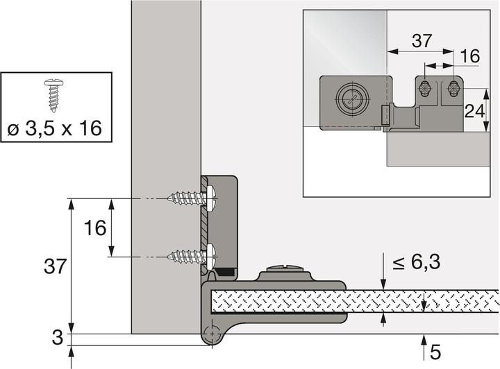 Image du produit Hettich Charnières de porte en verre ET 5150