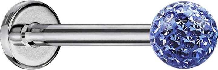 Immagine prodotto Star Piercing Micro Labret argento con sfera di cristallo azzurra e strato protettivo epossidico (Titanio G23, senza ottone)