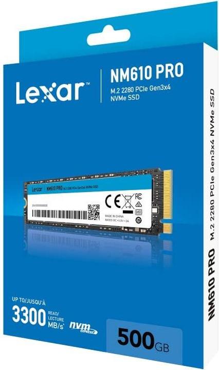 Image du produit Lexar Disque SSD NM610 Pro 500Go - NVMe M.2 Type 2280 (500 Go, M.2 2280)