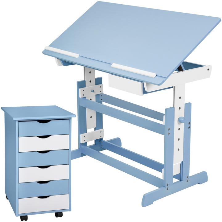 tectake Kinderschreibtisch und Rollcontainer (109 x 55 x 94 cm)