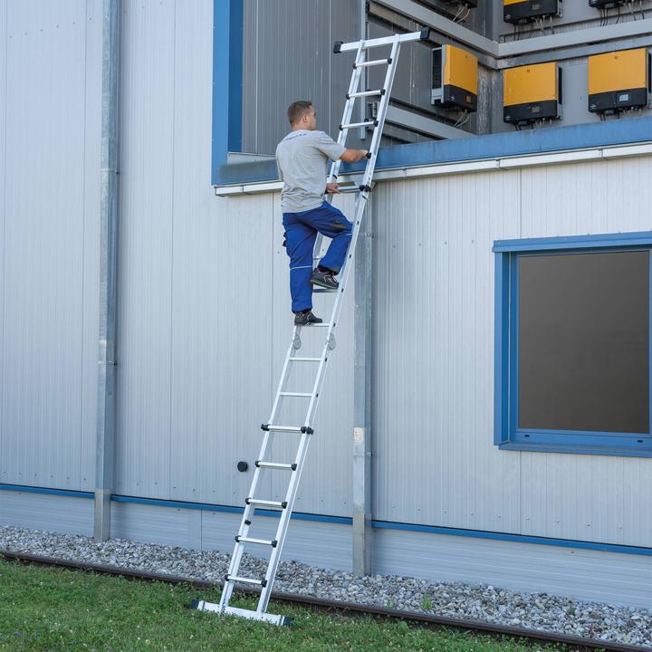 Produktbild Munk Teleskopleiter 4-teilig mit Traverse 4x5 Sprossen (Teleskopleiter, 3 cm)