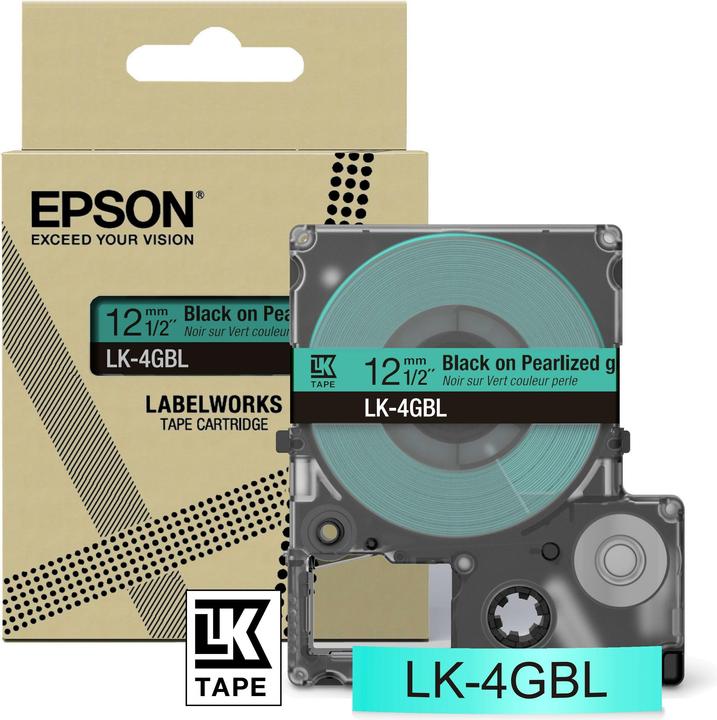 Epson Tape Pearl Green/BK 12mm 9m LK-4GBL (1.20 cm, Green)