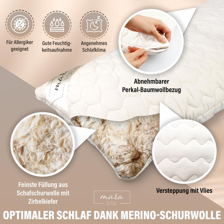 Immagine prodotto Mara Vital Cuscino in pura lana vergine (50 x 70 cm)