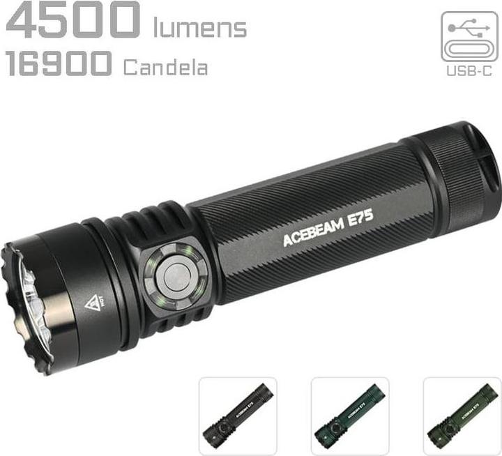 Actual product image AceBeam E75 torch 4500 lumen - black (12.90 cm, 4500 lm)