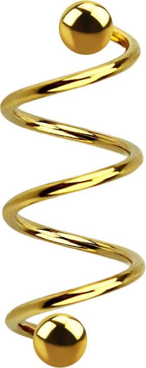 Produktbild Star Piercing Micro Spirale vergoldet mit zwei Kugeln (ohne Messing, Chirurgenstahl 316L)
