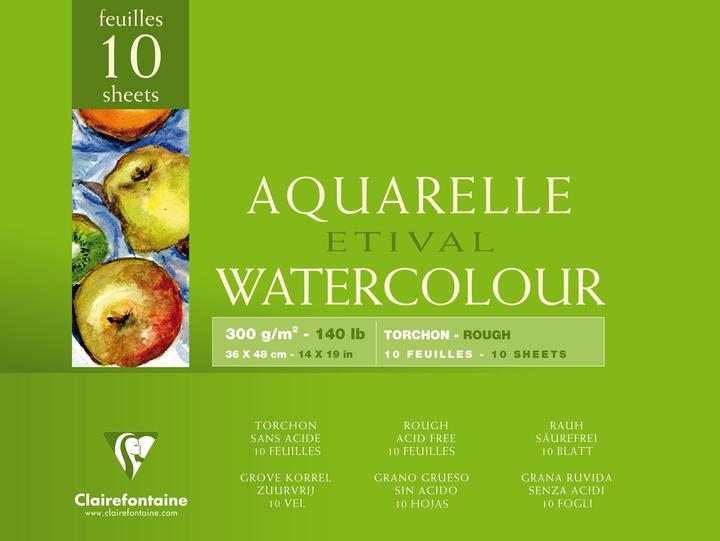 Image du produit Clairefontaine Etival bloc collé 4 côtés 10F 36x48cm 300g grain torchon - Blanc