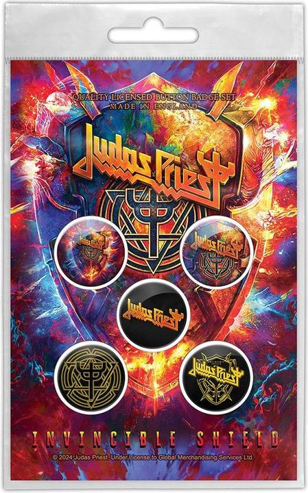 Actual product image Judas Priest Invincible Shield Button Badge (Pack of 5)