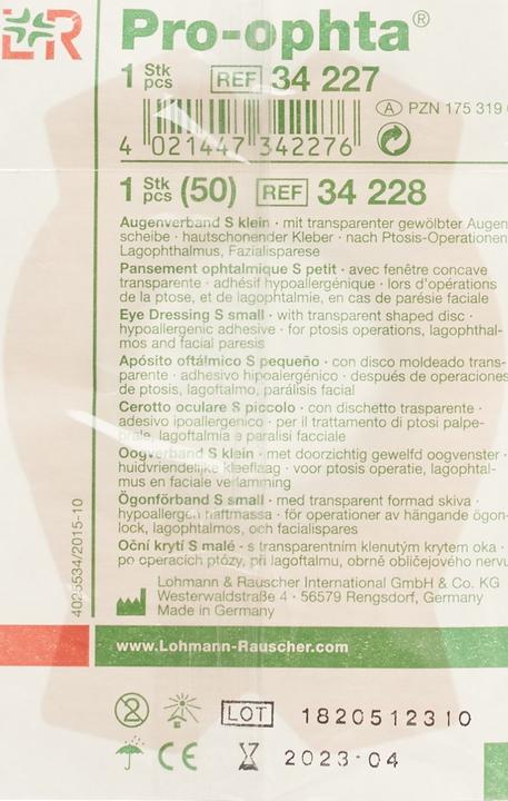 Produktbild Pro Ophta Augenverband S durchsichtig (1 x)