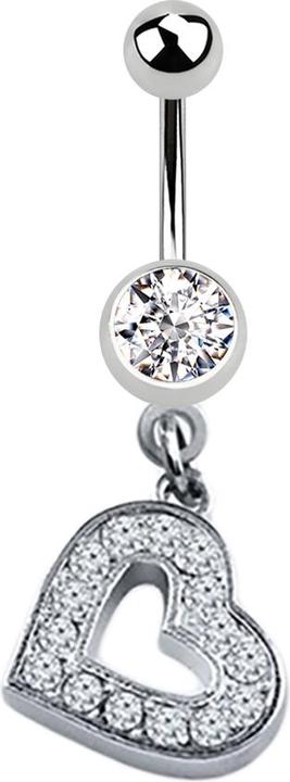 Produktbild Star Piercing Banane silber mit Anhänger Herz und Kristall silber (Chirurgenstahl 316L, ohne Messing)