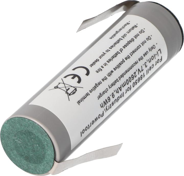 Produktbild AccuCell Akku 18650 für Industrie, Powertool, Li-ion, 3,7V, 2600mAh, 9,6Wh mit Lötfahne in Z-Form (18650, 2600 mAh)