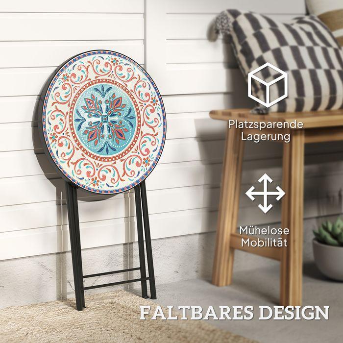 Produktbild Swisshandel24 Beistelltisch klappbar Gartentisch Mosaik-Design Ø35,5x55 cm Mehrfarbig