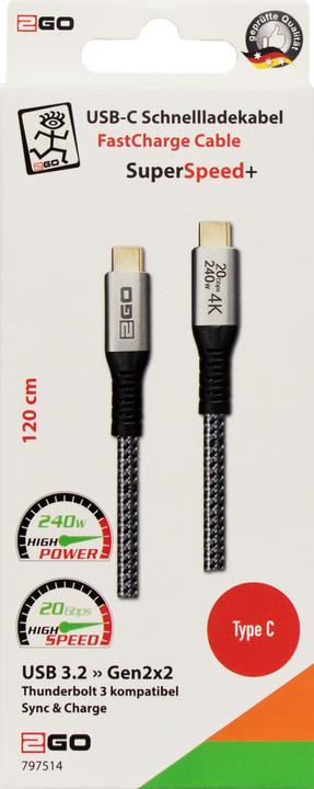 Image du produit 2GO USB C — USB C (1.20 m, USB 3.2 Gen 2x2)