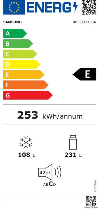 Etichetta energetica Samsung RB33J3315SA/EF (328 l)