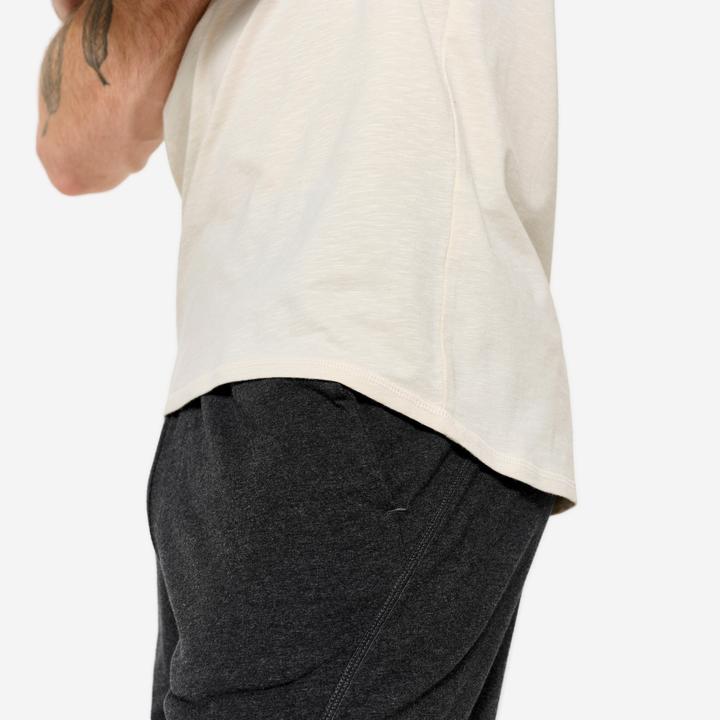 Image du produit Kimjaly T-shirt de yoga manches courtes doux homme, beige lin (S)