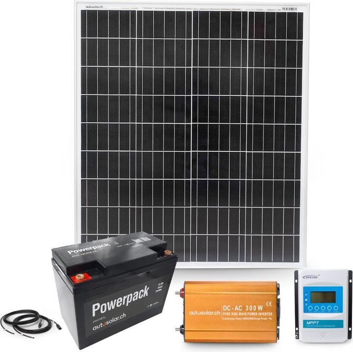 Actual product image Autosolar Complete package 100W with 55Ah lithium battery and 300W inverter (100 W)