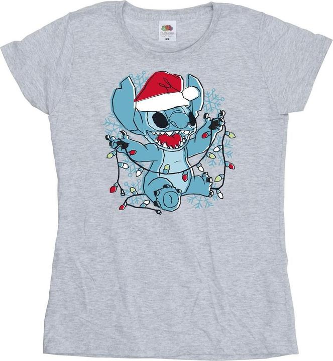 Produktbild Disney Lilo And Stitch Christmas Lights Sketch TShirt (M)