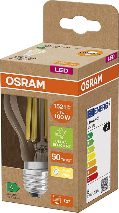 Actual product image Osram Led Filament Classic A (E27, 7.20 W, 1521 lm, 1 x, A)