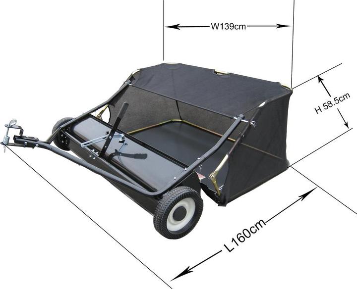 Image du produit Wiltec Balayeuse de pelouse de 118 cm de large Collecteur de feuilles 415l Tondeuse autoportée