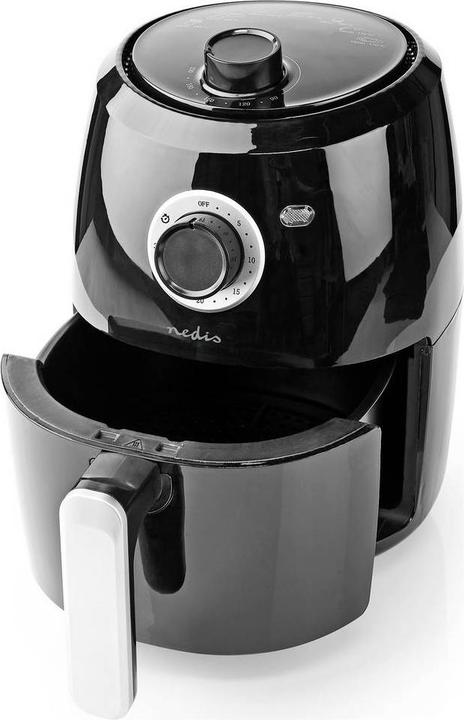Actual product image Nedis Hot Air Fryer | 2.4 l | Timer: 30 min | Analogue | Aluminium / Black (EU plug)