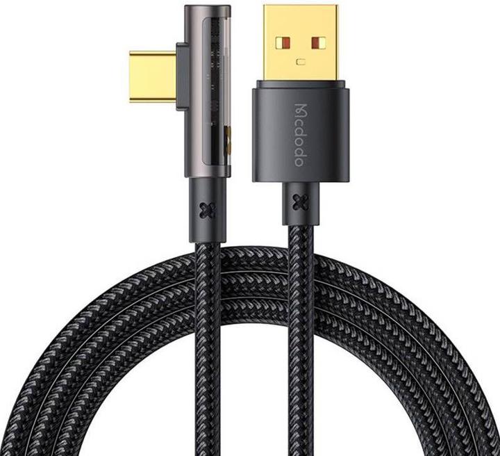 Actual product image Mcdodo CA-3380 USB to USB-C Prism 90 degree cable, 6A, 1.2m (black) (1.20 m)