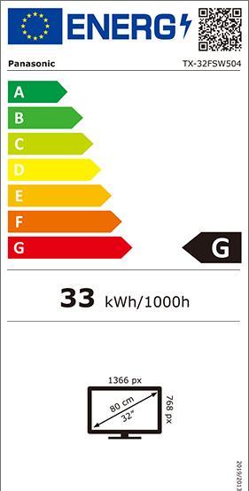 Energie-Label Panasonic Tx-32fsw504 (32", LCD, HD, 2018)
