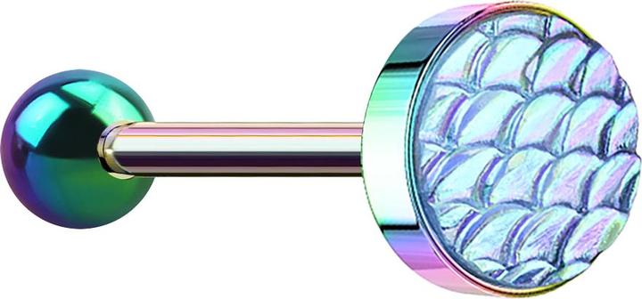 Image du produit Star Piercing Barbell farbig mit Fischschuppen aqua (sans laiton, Acier chirurgical 316L)