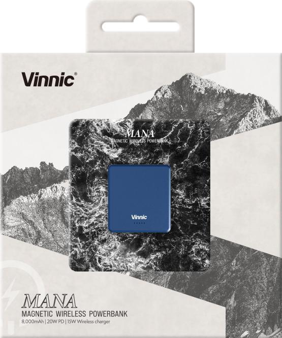 Produktbild Vinnic MANA Magnetic Wireless Powerbank 8.000mAh, blue (8000 mAh, 20 W, 30.80 Wh)