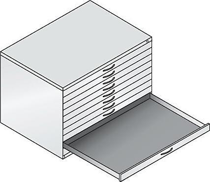 Actual product image C+P Drawing cabinet, A1, 10 drawers, height 760 mm, black grey / traffic white.