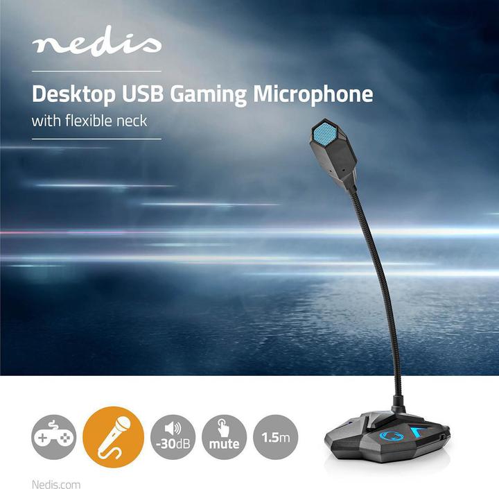 Image du produit Nedis Microphone de jeu pour ordinateur de bureau GMICGU100BK