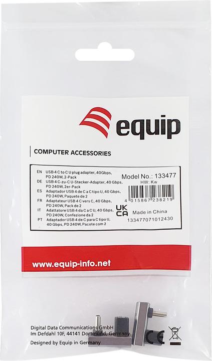 Actual product image equip Adapter USB 4.0 -> USB-C 40Gbps, 240W PD, 2-pack gr (0.02 m, USB 4.0, 240 W)