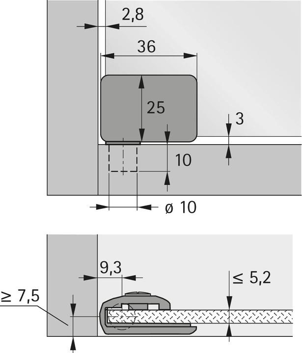Image du produit Hettich Charnières pour portes en verre ET 150