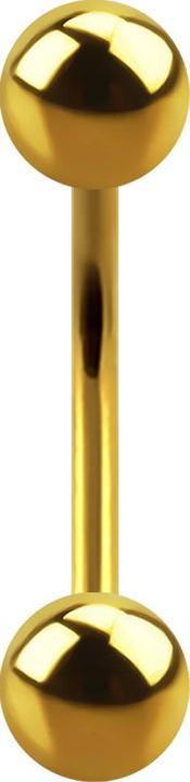 Star Piercing Micro Banane vergoldet mit zwei Kugeln (Chirurgenstahl 316L, ohne Messing)
