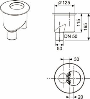 Produktbild TECE TECEdrainline Ablauf senkrecht DN 50, 1,3 l/s (Ablaufgarnitur)