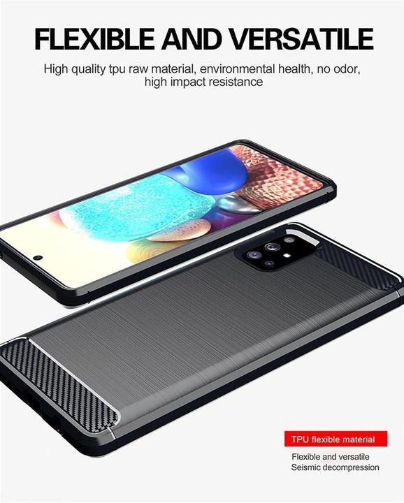 Produktbild Cadorabo TPU Ultra Slim carbon edelstahl Kombi Cover (Samsung Galaxy A71 5G)