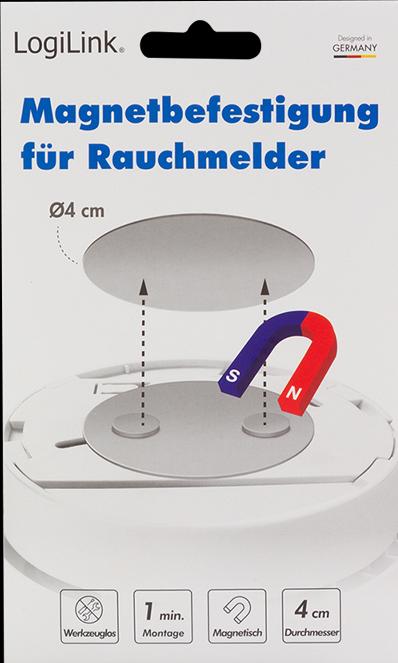 Immagine prodotto LogiLink Set di montaggio per rilevatori di fumo Ø4 cm, magnetico