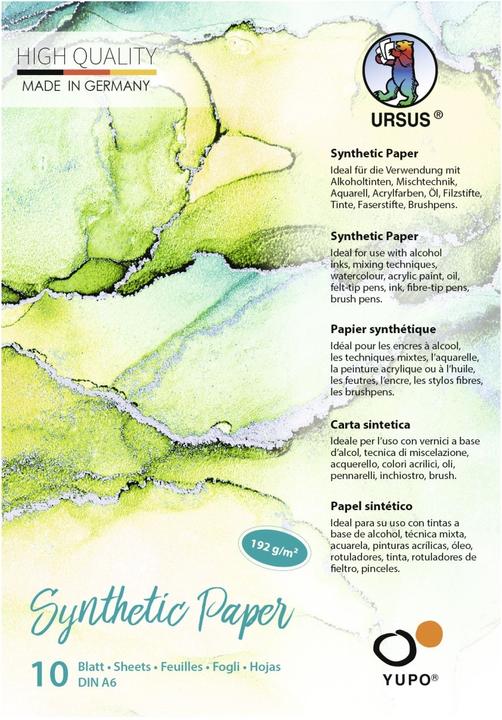 Ursus Bloc à colorier Yupo Synthétique, A6, 10 feuilles (A6)