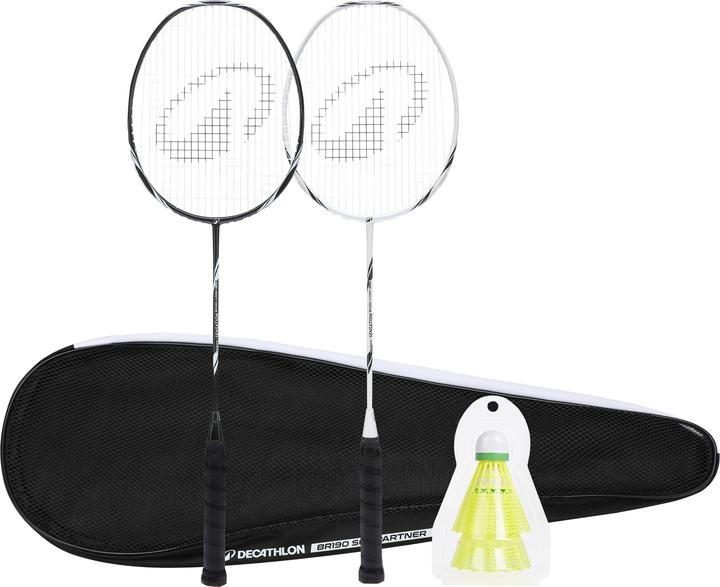 Perfly Badmintonschläger Set Erwachsene - BR Sensation 500 schwarz/weiss