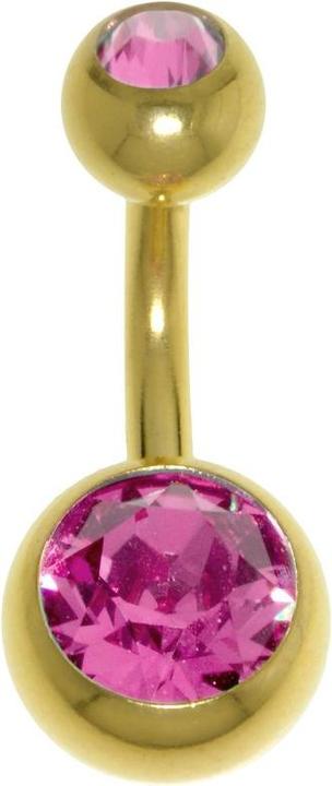Produktbild Bijouteria Bauchpiercing (PVD Beschichtung (goldfarbig), Chirurgenstahl 316L, Premium Kristall)