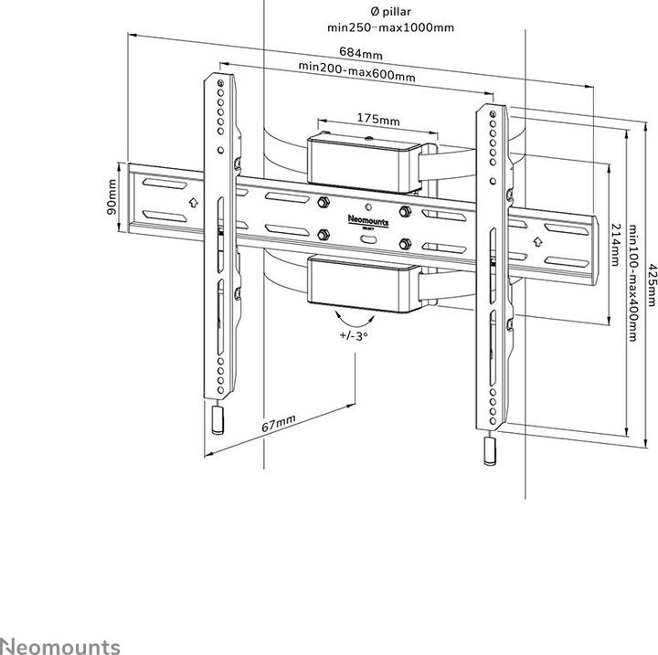 Actual product image Neomounts Neomount's Select Screen Pillar Mount (fi (Rod, 77", 50 kg)