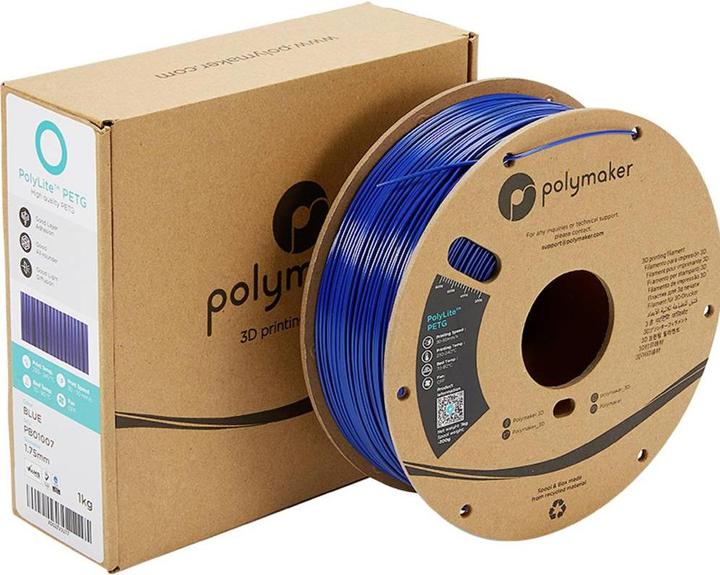 Actual product image Polymaker PB01020 PolyLite Filament PETG heat resistant, high tensile strength 2.85 (PETG, 2.85 mm, 1000 g, Blue)