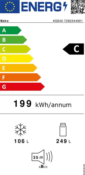 Etichetta energetica Beko Unità di raffreddamento combinate (322 l)