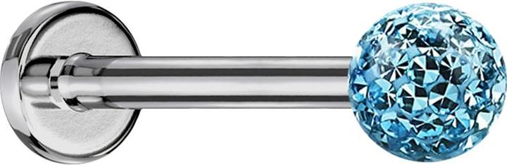 Image du produit Star Piercing Micro Labret argenté avec boule de cristal aqua et couche de protection en époxy (Titane G23, sans laiton)
