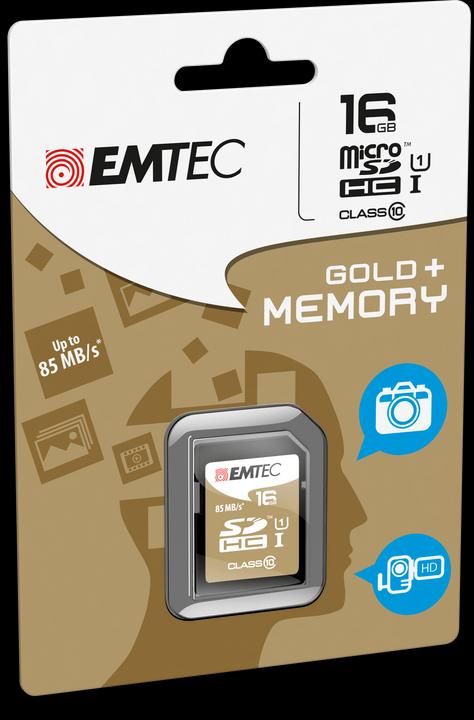 Image du produit Emtec Carte mémoire flash Gold+ (16 Go, SDHC, U1, UHS-I)