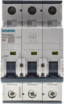 Produktbild Siemens MCB 3 Pole Type D 10kA 6A 400V