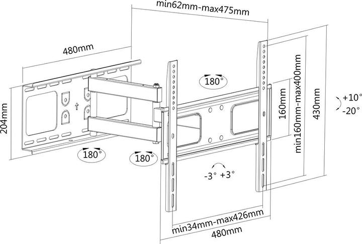 Produktbild PureMounts Pm-Fm30-400 (Wand, 52", 65 kg)