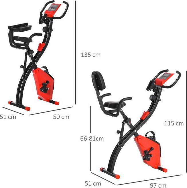 Image du produit Swisshandel24 Vélo d'appartement 2 en 1 Écran LCD, pliable, résistance magnétique réglable sur 8 niveaux, 1 paire